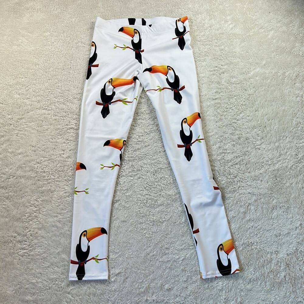 Art of Where white toucan novelty print yoga‎ leggings, size L